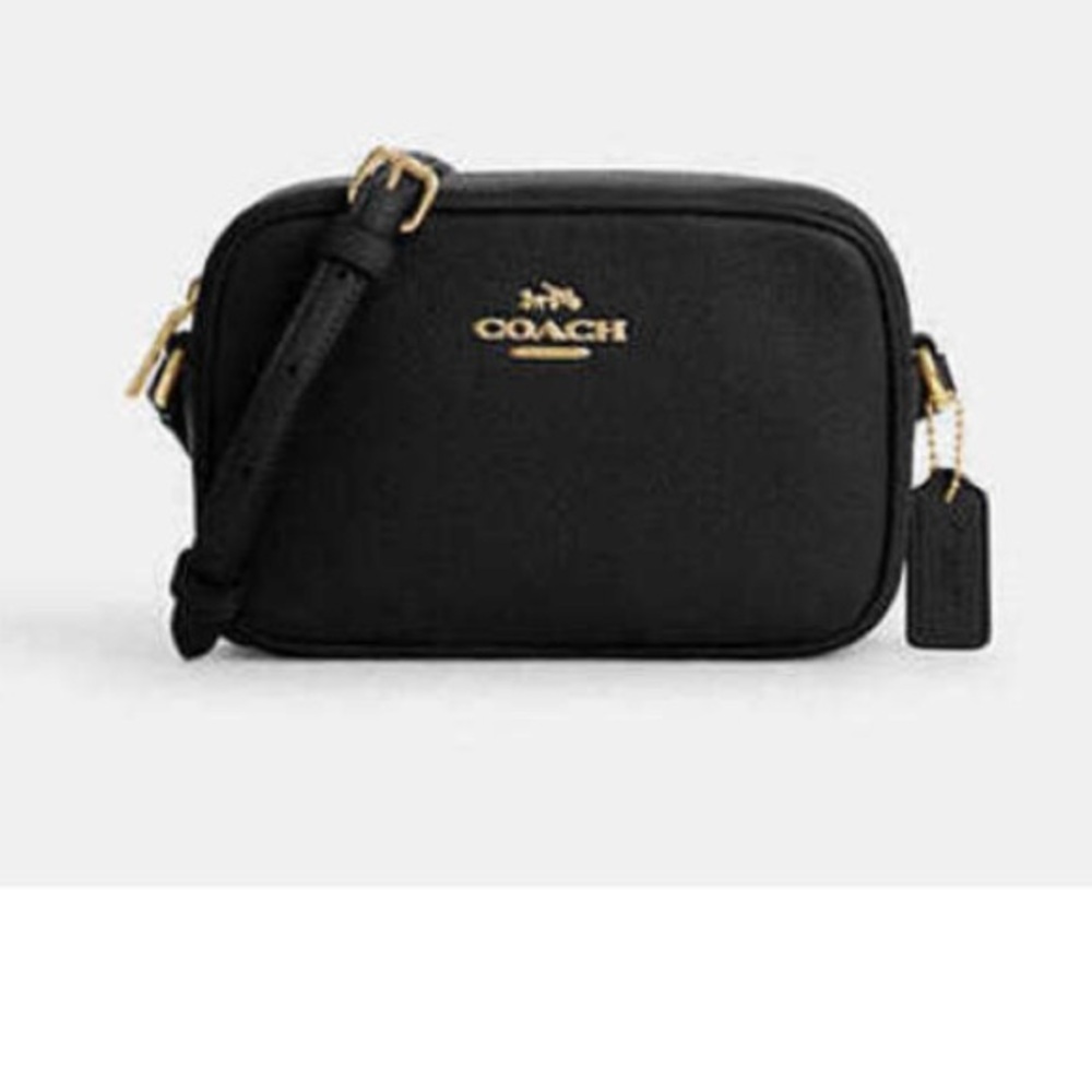 NWT Coach Black pebble leather Mini Jamie Camera Crossbody Bag